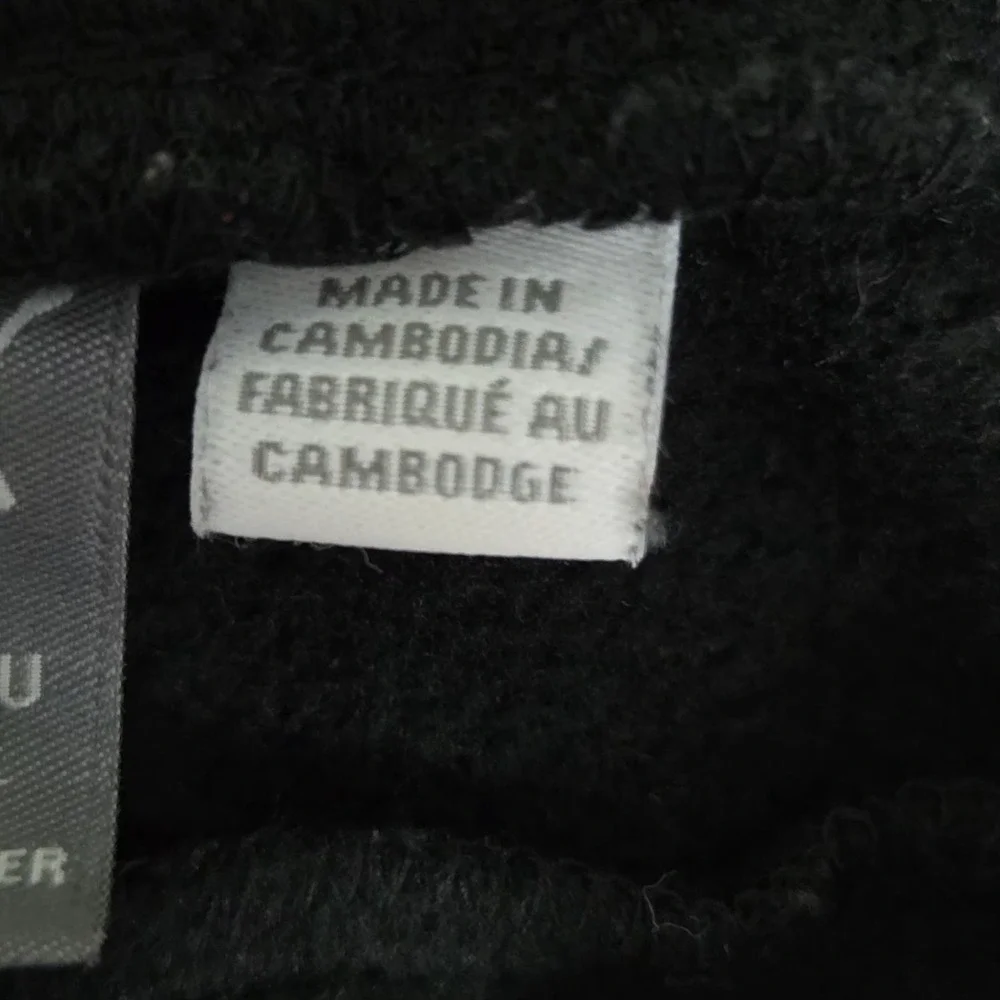 Puma Mens Size Large Drawstring Pull-on Fleece Joggers Black White Logo